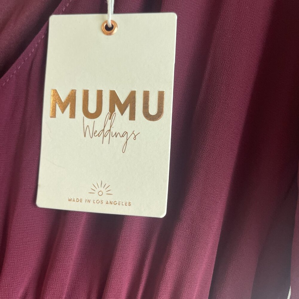 NWT Show Me Your MuMu Emily Empire Maxi Dress Merlot Chiffon Bridesmaid Size S - Picture 6 of 8